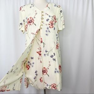 vintage 90s floral overlay short sleeve dress [0483]